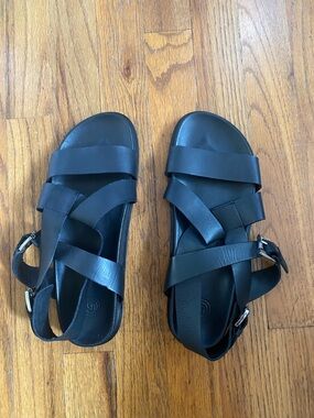 New Urban Outfitters Black Leather Strappy Sandals